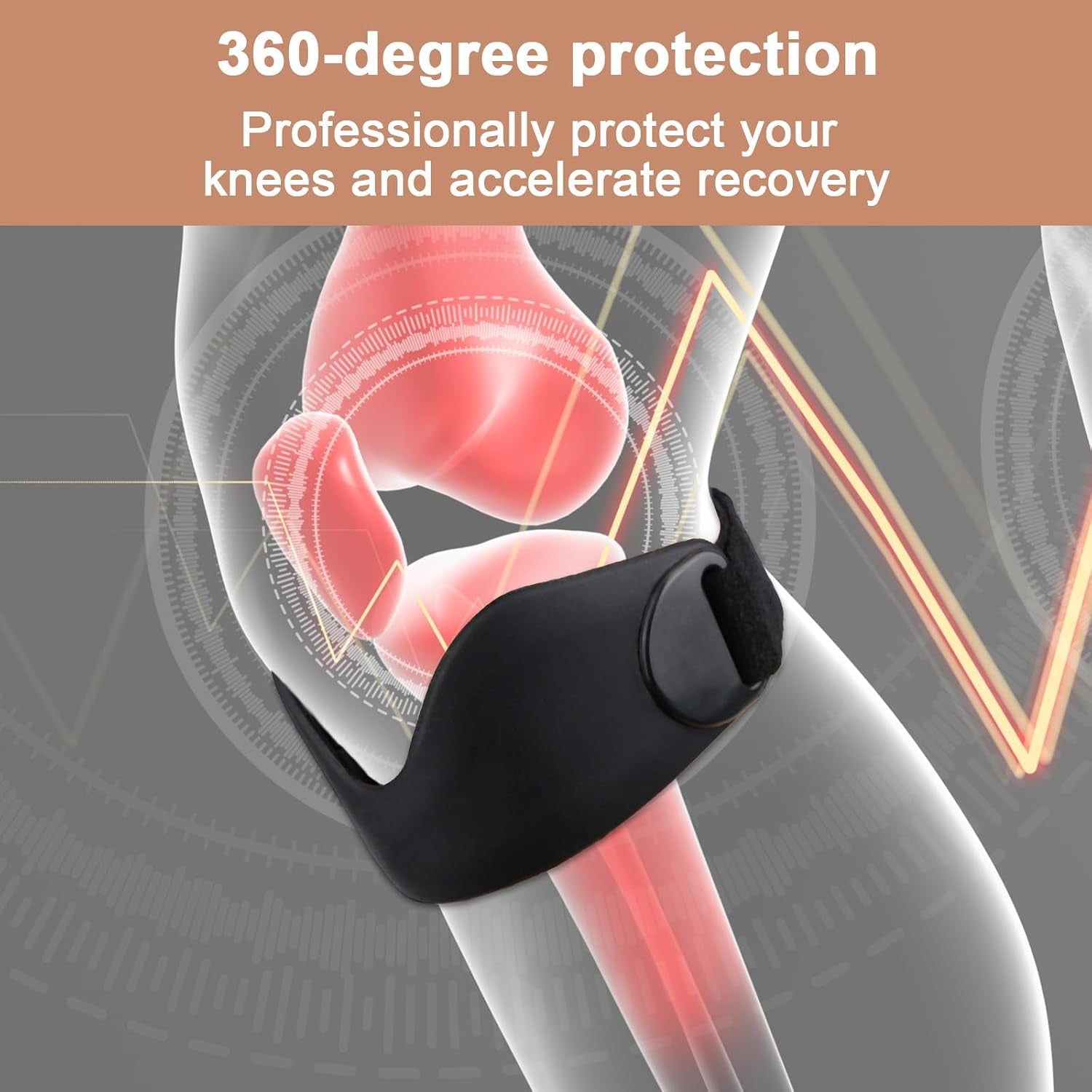 2Pcs Knee Patellar Tendon Support Straps, Patella Band for Men & Women, Premium Silicone Patellar Tendon Support Strap Knee Running Brace for Hiking Basketball Volleyball Jumping & Squats