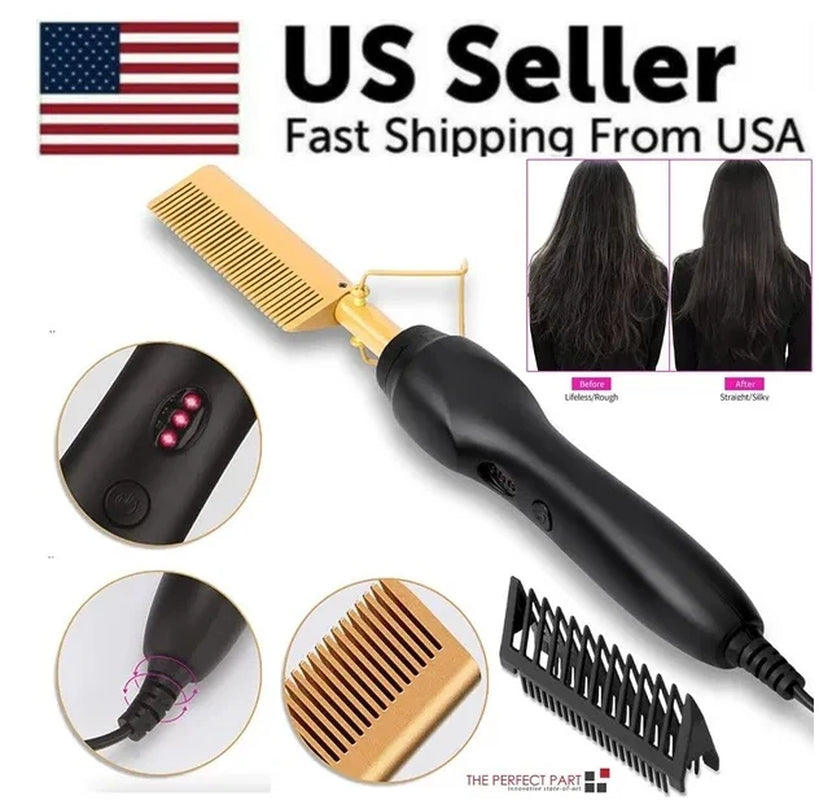 Hair Straightener Comb Pro Electric Beard Straightening Comb Heat Hot Comb Press